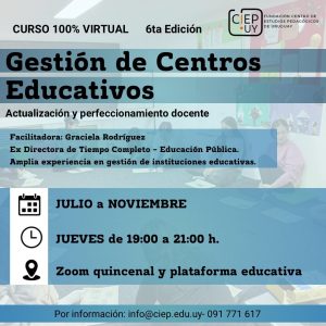 Gestión de Centros Educativos - INSCRIPCIONES ABIERTAS